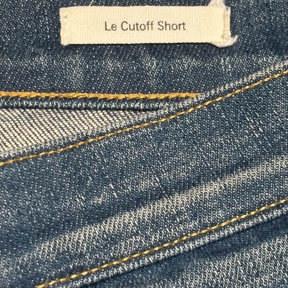 FRAME Le Cutoff Short Women’s Size 28 Denim Shorts Raw Hem Distressed Blue - Picture 6 of 9